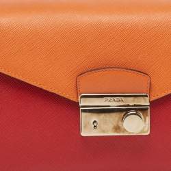 Prada Orange/Red Saffiano Leather Sound Flap Bag