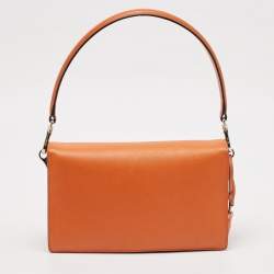 Prada Orange/Red Saffiano Leather Sound Flap Bag