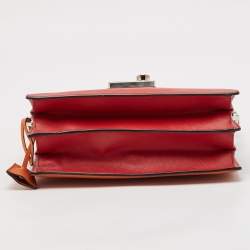 Prada Orange/Red Saffiano Leather Sound Flap Bag