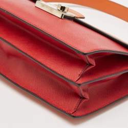 Prada Orange/Red Saffiano Leather Sound Flap Bag