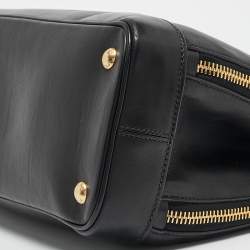 Prada Black Soft Calf Leather Double Zip Satchel