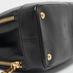 Prada Black Soft Calf Leather Double Zip Satchel