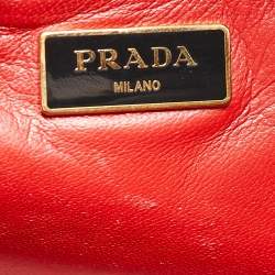 Prada Black Soft Calf Leather Double Zip Satchel