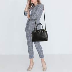 Prada Black Soft Calf Leather Double Zip Satchel