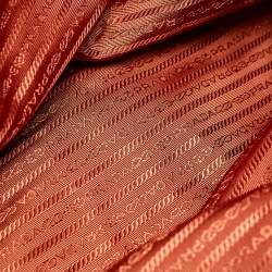 Pre Owned Prada Brown Vitello Daino Leather Side Zip Tote