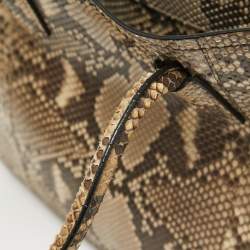 Pre Owned Prada Beige Python Medium Double Handle Tote