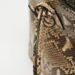 Pre Owned Prada Beige Python Medium Double Handle Tote