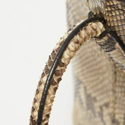Pre Owned Prada Beige Python Medium Double Handle Tote