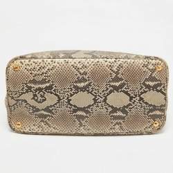 Pre Owned Prada Beige Python Medium Double Handle Tote