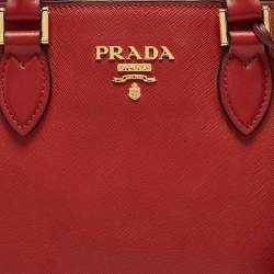 Pre Owned Prada Red Saffiano Lux Leather Tote