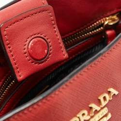 Pre Owned Prada Red Saffiano Lux Leather Tote