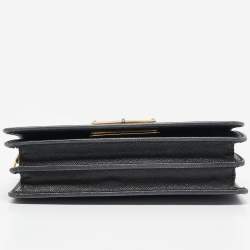 Pre Owned Prada Black Saffiano Leather Wallet on Chain