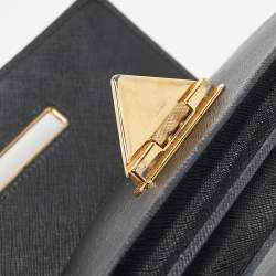 Pre Owned Prada Black Saffiano Leather Wallet on Chain