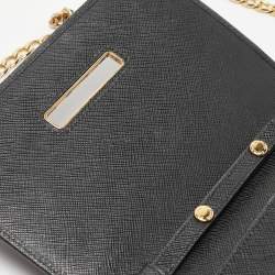 Pre Owned Prada Black Saffiano Leather Wallet on Chain
