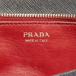 Pre Owned Prada Black Saffiano Leather Wallet on Chain