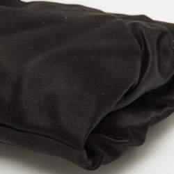 Prada Black Satin Raso Rose Zip Pouch Clutch