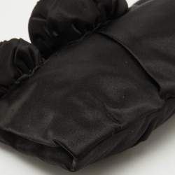 Prada Black Satin Raso Rose Zip Pouch Clutch