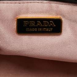 Prada Black Satin Raso Rose Zip Pouch Clutch