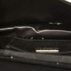Prada Black Satin Crystals Embellished Flap Clutch Bag