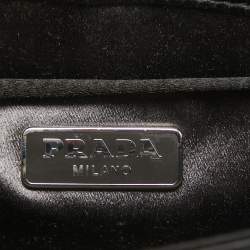 Prada Black Satin Crystals Embellished Flap Clutch Bag