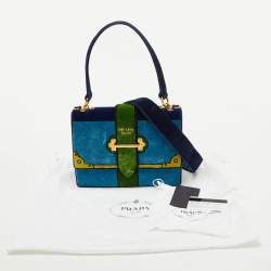 Prada Multicolor Velvet Trompe L'oeil Cahier Flap Top Handle Bag