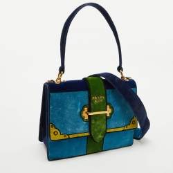 Prada Multicolor Velvet Trompe L'oeil Cahier Flap Top Handle Bag