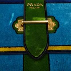 Prada Multicolor Velvet Trompe L'oeil Cahier Flap Top Handle Bag