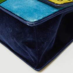 Prada Multicolor Velvet Trompe L'oeil Cahier Flap Top Handle Bag
