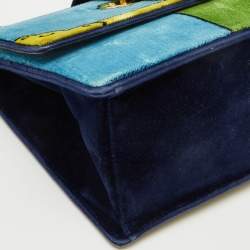 Prada Multicolor Velvet Trompe L'oeil Cahier Flap Top Handle Bag