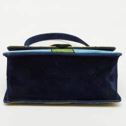 Prada Multicolor Velvet Trompe L'oeil Cahier Flap Top Handle Bag