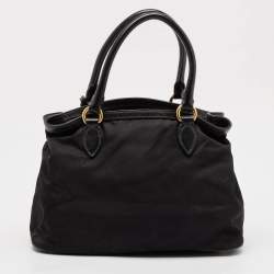 Prada Black Nylon and Leather Top Handle Bag