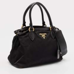 Prada Black Nylon and Leather Top Handle Bag