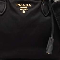 Prada Black Nylon and Leather Top Handle Bag