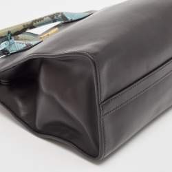 Pre Owned Prada Black/Blue Leather and Python Double Zip Tote