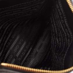 Pre Owned Prada Black/Blue Leather and Python Double Zip Tote