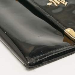 Prada Black Patent Leather Trifold Wallet