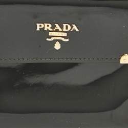 Prada Black Patent Leather Trifold Wallet