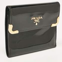 Prada Black Patent Leather Trifold Wallet