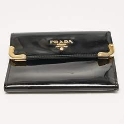 Prada Black Patent Leather Trifold Wallet