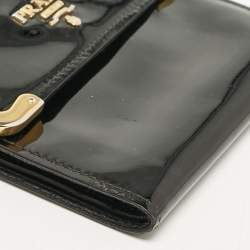 Prada Black Patent Leather Trifold Wallet