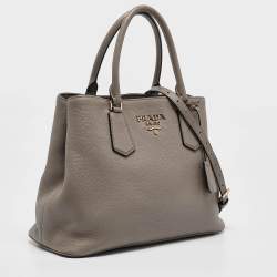 Prada Taupe Grey Leather Daino Tote