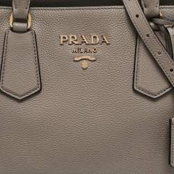 Prada Taupe Grey Leather Daino Tote