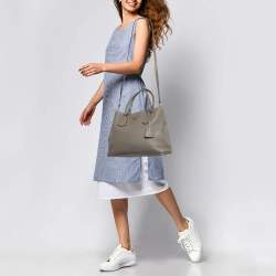 Prada Taupe Grey Leather Daino Tote