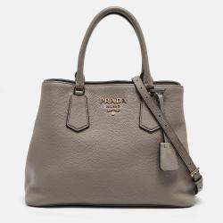 Prada Taupe Grey Leather Daino Tote