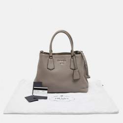 Prada Taupe Grey Leather Daino Tote