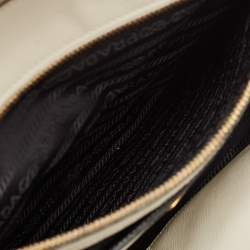 Pre Owned Prada Black/White Saffiano Lux Leather Medium Double Zip Tote