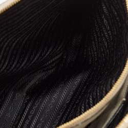 Pre Owned Prada Black/White Saffiano Lux Leather Medium Double Zip Tote