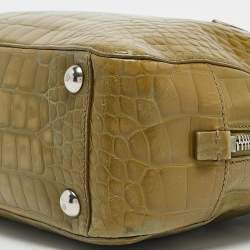 Pre Owned Prada Olive Green Alligator Satchel