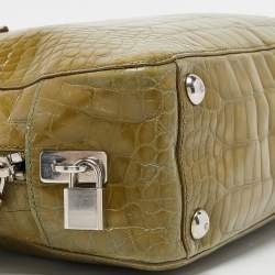 Pre Owned Prada Olive Green Alligator Satchel