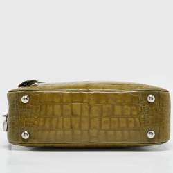 Pre Owned Prada Olive Green Alligator Satchel